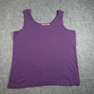 Woman Within Top Women 3X Purple Cotton Ribbed Knit Scoop Neck Sleeveless Tank